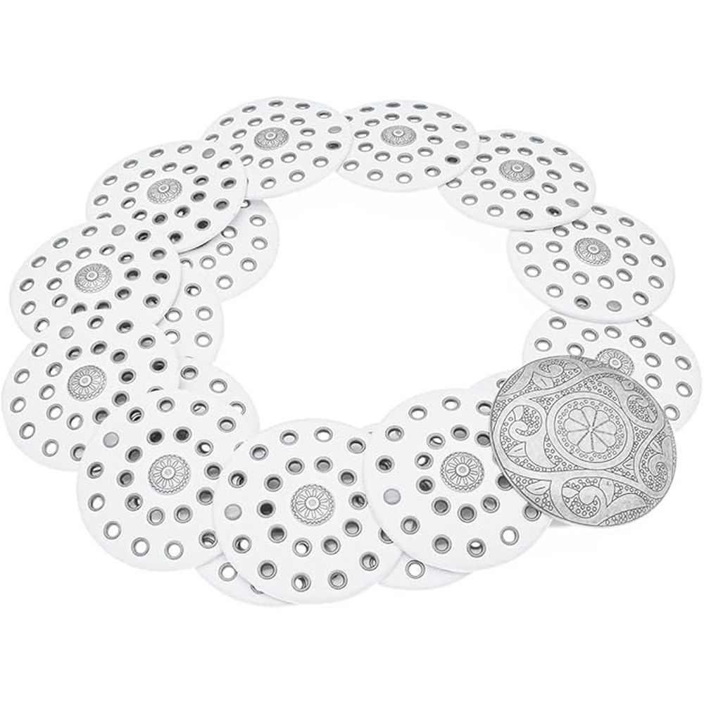 Zac's Alter Ego - White / Vintage Style Western Boho PU Disc Belt Taille riem - Wit